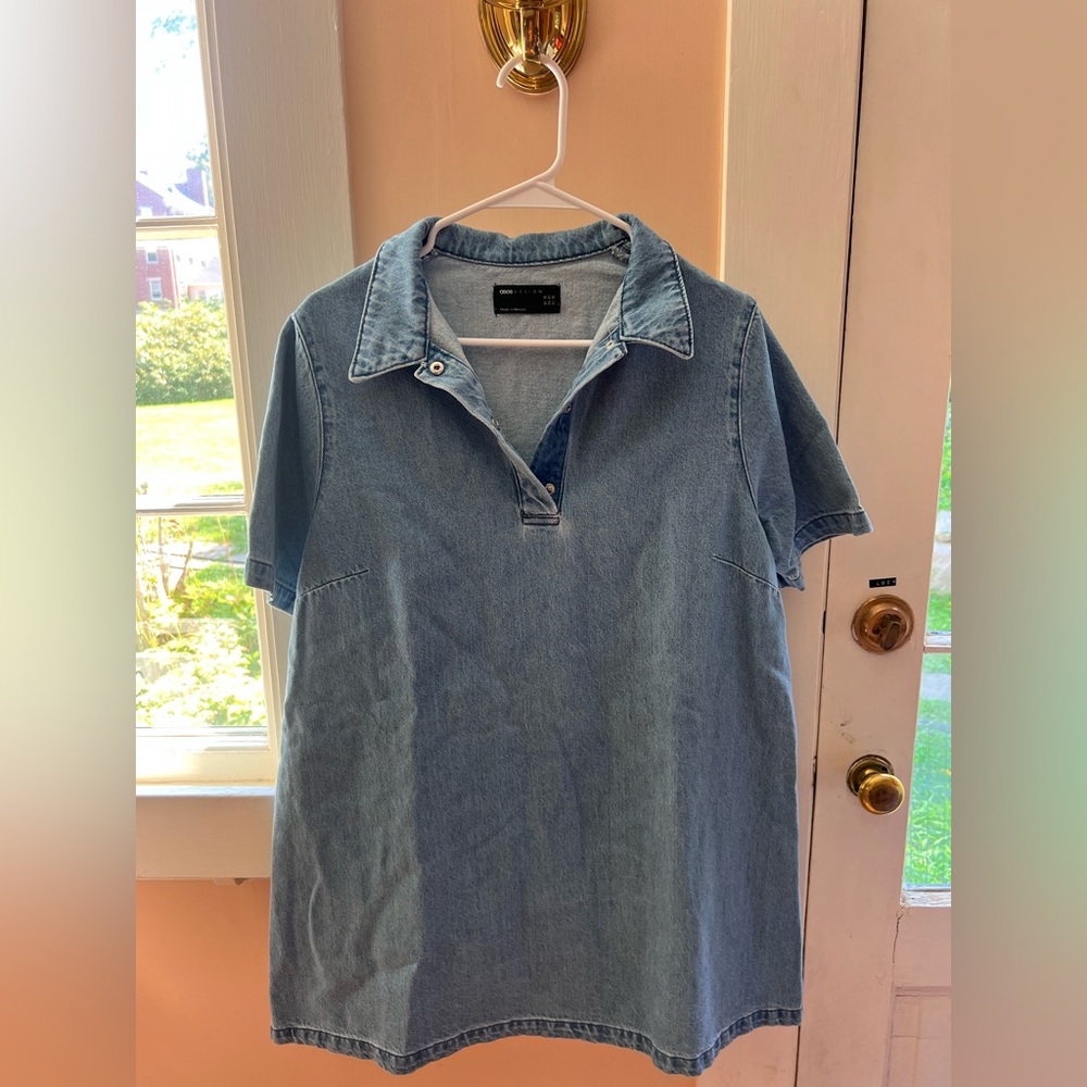 ASOS Denim Short Sleeve Snap Button Up Dress